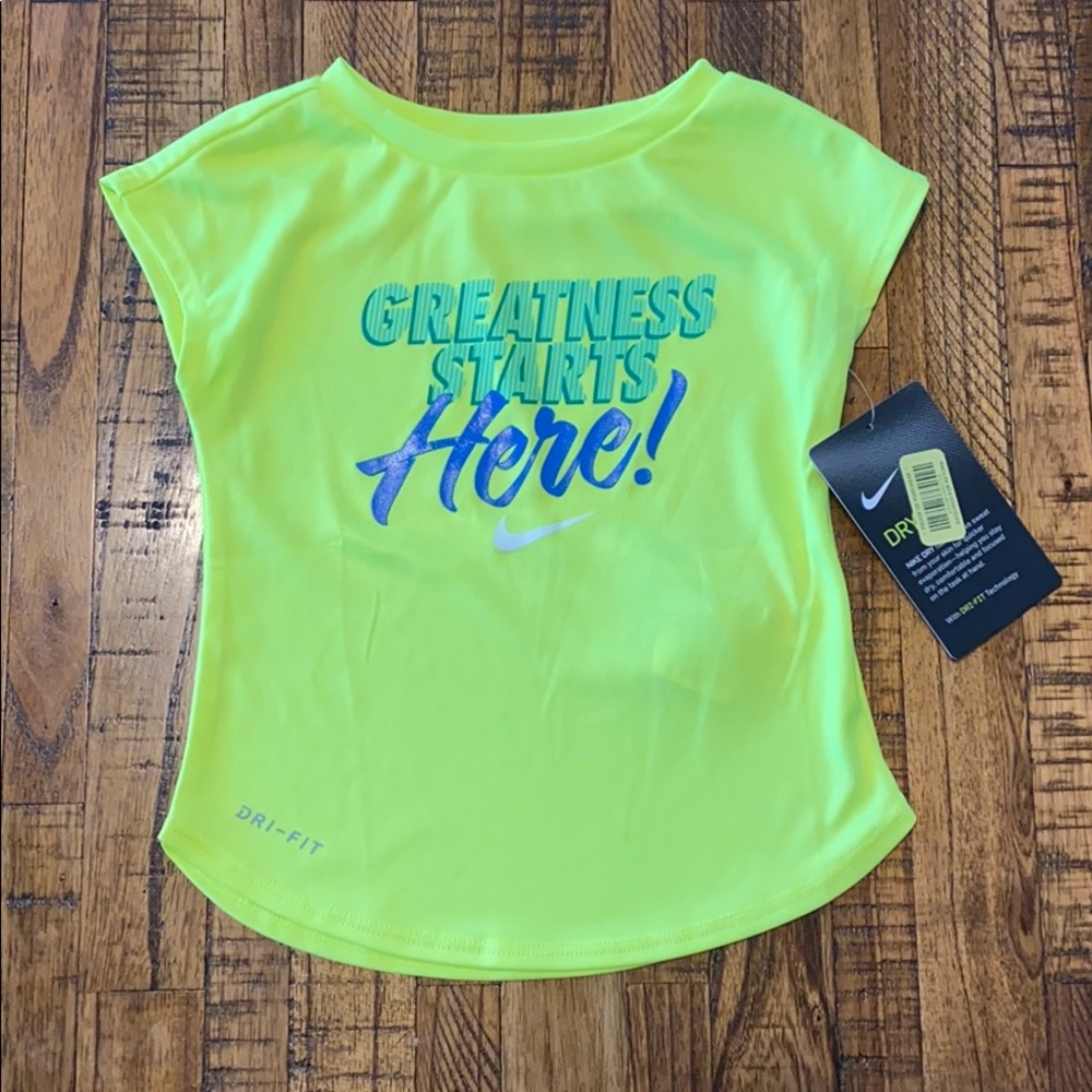 Neon Greatness Starts Here Nike Dri-Fit Shirt